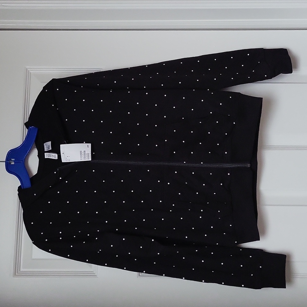 H&M Black and White Polka Dot Hoodie Size Small, New With Tags